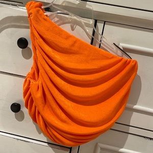 One shoulder orange top